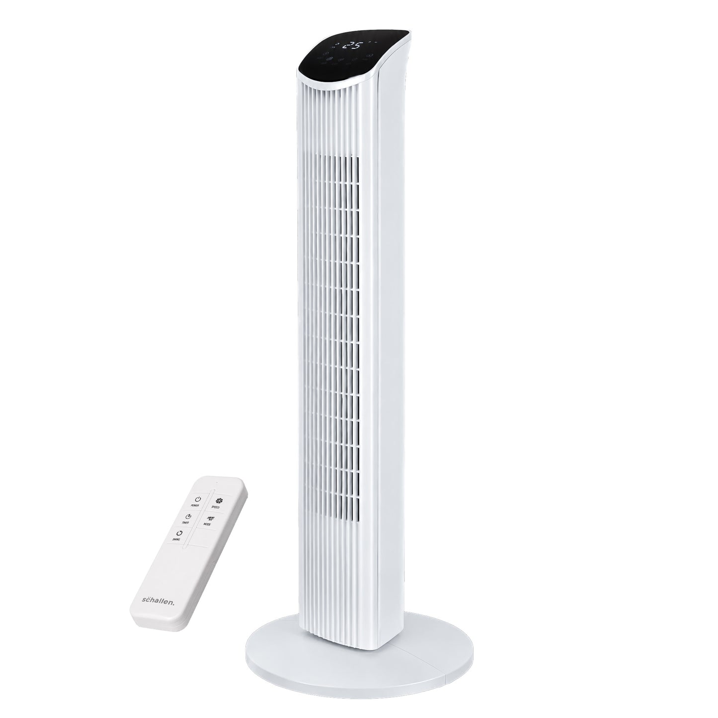 Schallen 36" Tower Fan Oscillating Tall Floor Standing Fan with Remote Control, DC Motor, Digital Display 12H Timer, 8 Speed Settings & 3 Wind Modes | Quiet, Powerful, Energy Efficient Cooling