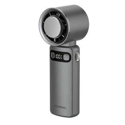Schallen Handheld Fan with Ice Cooling Plate, 100-Speed Portable Rechargeable Fan, 4000mAh Battery, Up to 11 Hours Runtime & Digital Display for Travel, Office and Outdoors (Available in Grey & White)
