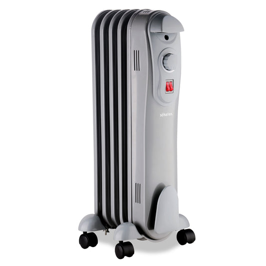 Schallen Grey 1000W 5 Fin Portable Electric Slim Oil Filled Radiator Heater