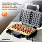 Schallen Waffler Maker, Large 2 Slice Square Non-Stick Hot Plates, Temperature Controlled Belgian Waffle Making Machine for Breakfast or Snacks (Stainless Steel, Black & Silver)