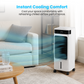 Schallen 9L Portable Air Cooler with Remote Control | Evaporative Tower Fan Cooler with 3 Speeds, 12H Timer, Digital & Energy Efficient, 2 Ice Packs in Black & White (Copy) (Copy)