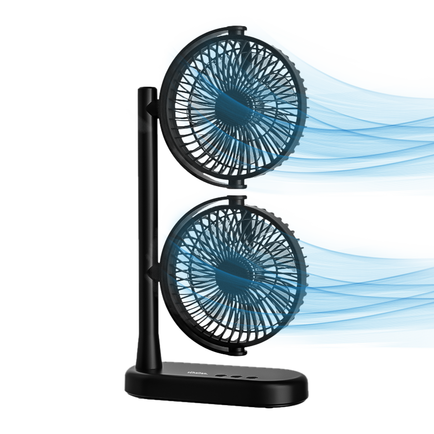 Schallen Dual Head USB-C Fan | Portable Desk Fan with 2 Speeds | Black