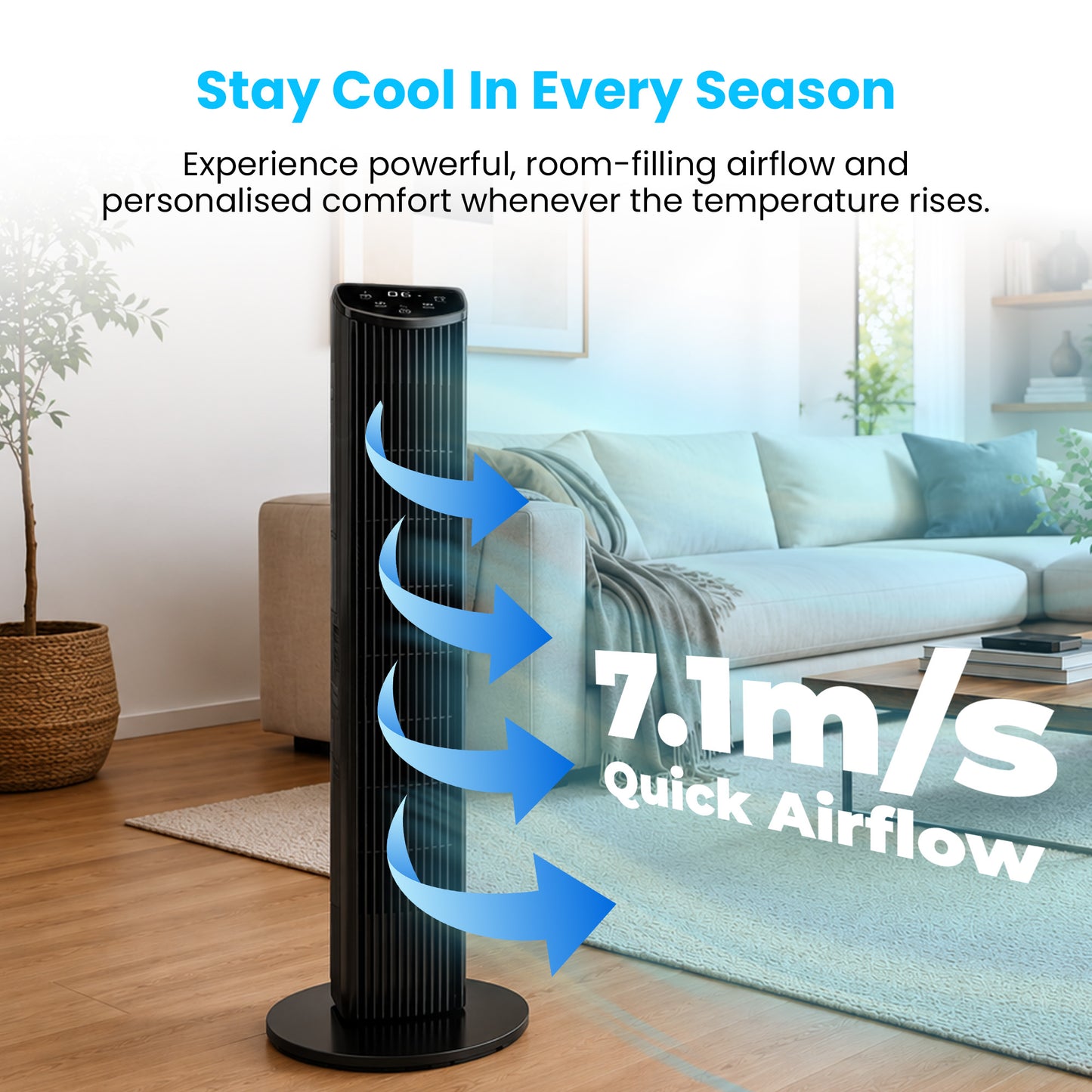 Schallen 36" Tower Fan Oscillating Tall Floor Standing Fan with Remote Control, DC Motor, Digital Display 12H Timer, 8 Speed Settings & 3 Wind Modes | Quiet, Powerful, Energy Efficient Cooling
