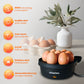 Schallen Electric Egg Cooker, Boiler, Poacher Poached Boiled, Hard Eggs and Soft Eggs Holds up to 7 Eggs, (Silver & Black, Stainless Steel)