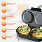 Schallen Electric Omelette Maker Deep Fill Healthy Eating Egg Pan with Non-Stick Coated Ceramic Plates & 2 Individual Cooking Plates with Cool Touch Handle (Stainless Steel)