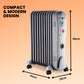 Schallen Grey 2500W 11 Fin Portable Electric Slim Oil Filled Radiator Heater with Timer