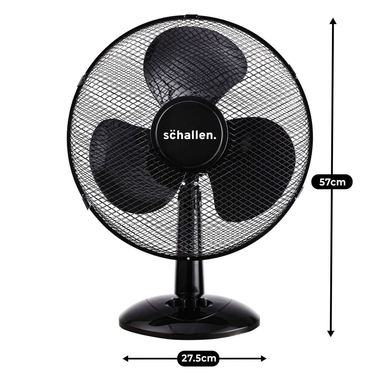 Schallen Electric Air Cooling Large 16" Worktop Table Desk Fan in Black