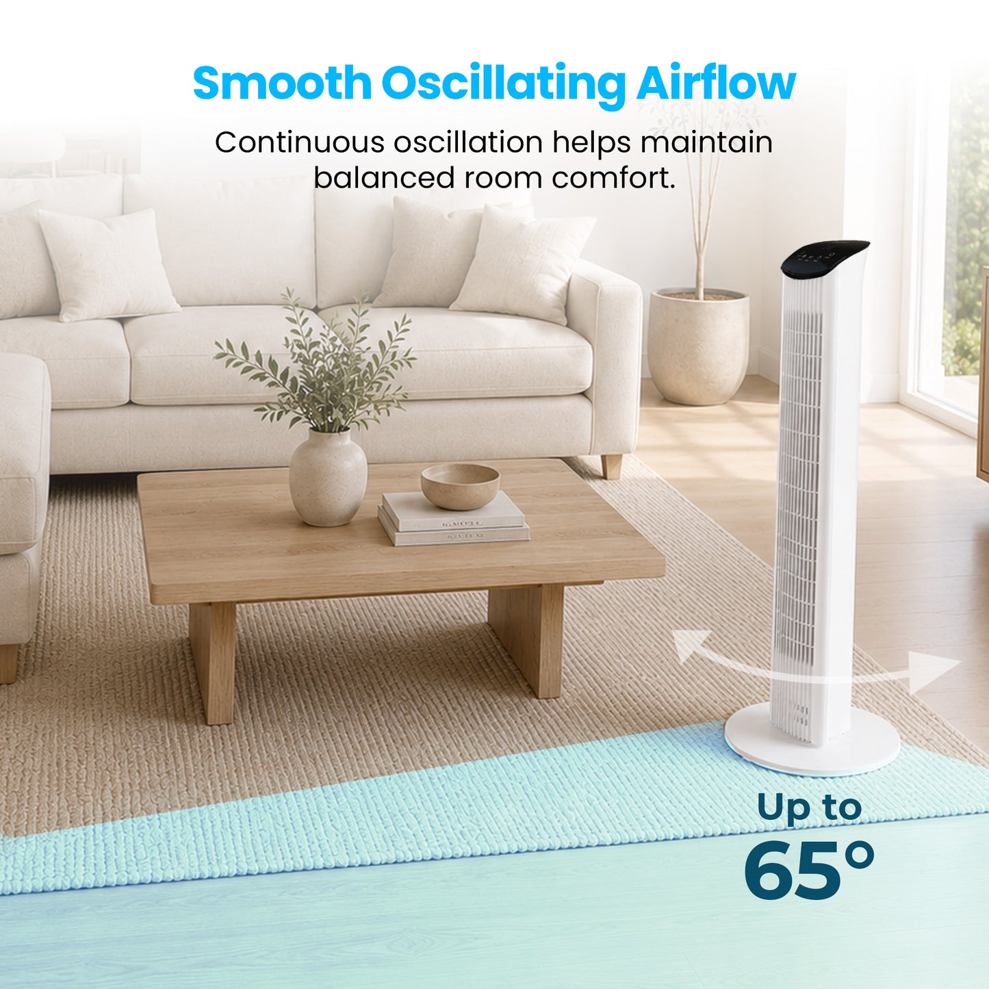 Schallen 36" Tower Fan Oscillating Tall Floor Standing Fan with Remote Control, DC Motor, Digital Display 12H Timer, 8 Speed Settings & 3 Wind Modes | Quiet, Powerful, Energy Efficient Cooling