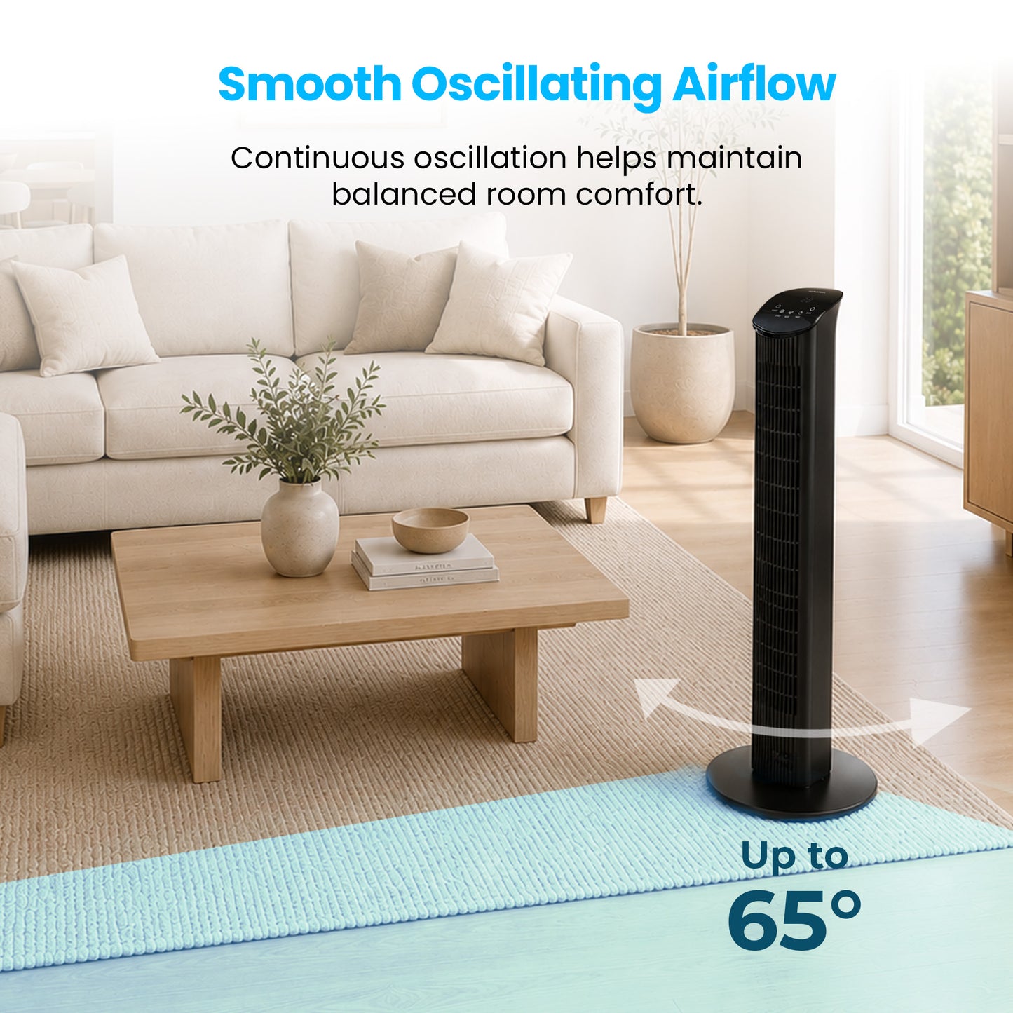 Schallen 36" Tower Fan Oscillating Tall Floor Standing Fan with Remote Control, DC Motor, Digital Display 12H Timer, 8 Speed Settings & 3 Wind Modes | Quiet, Powerful, Energy Efficient Cooling