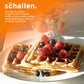 Schallen Waffler Maker, Large 2 Slice Square Non-Stick Hot Plates, Temperature Controlled Belgian Waffle Making Machine for Breakfast or Snacks (Stainless Steel, Black & Silver)