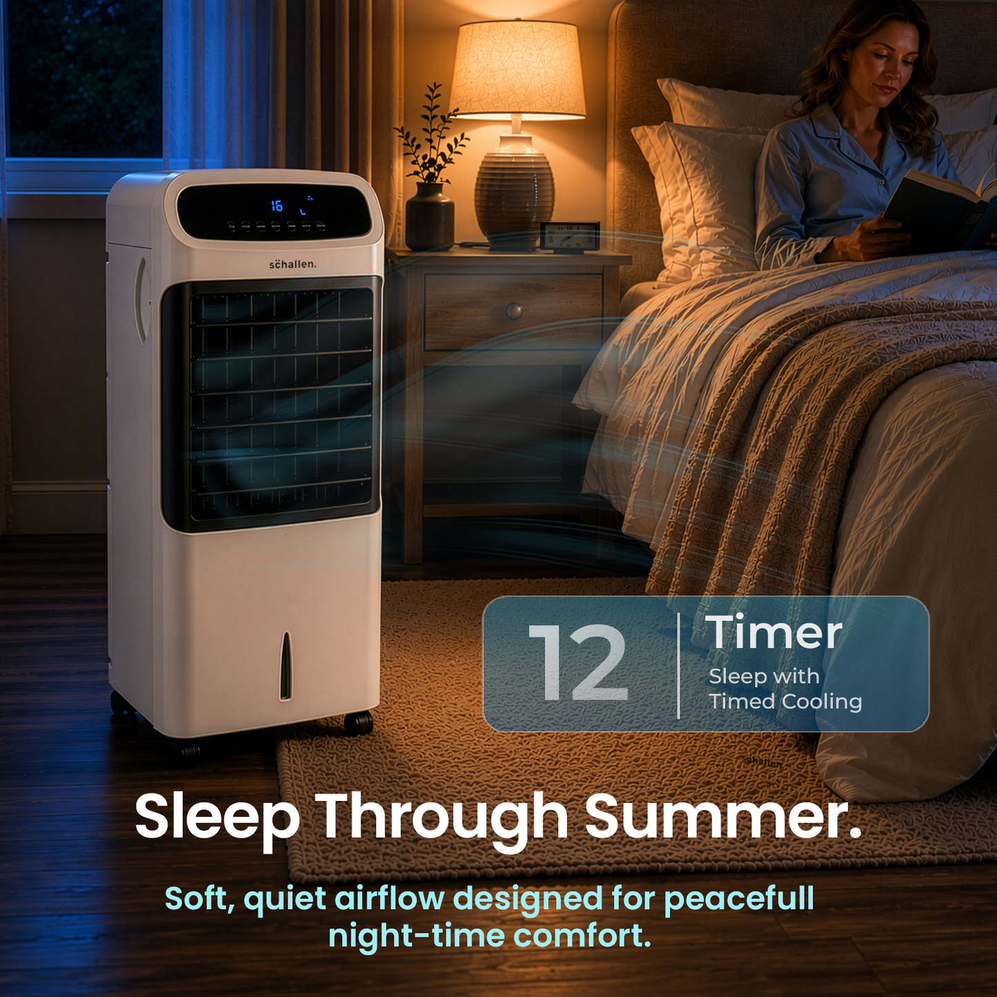 Schallen 12L Portable Air Cooler with Remote Control | Evaporative Tower Fan Cooler with 3 Speeds, 12H Timer, Digital & Energy Efficient, 2 Ice Packs in Black & White (Copy) (Copy) (Copy)