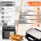Schallen Waffler Maker, Large 2 Slice Square Non-Stick Hot Plates, Temperature Controlled Belgian Waffle Making Machine for Breakfast or Snacks (Stainless Steel, Black & Silver)