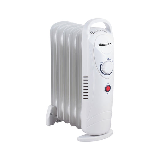 Schallen White 800W 6 Fin Mini Small Portable Electric Slim Oil Filled Radiator Heater