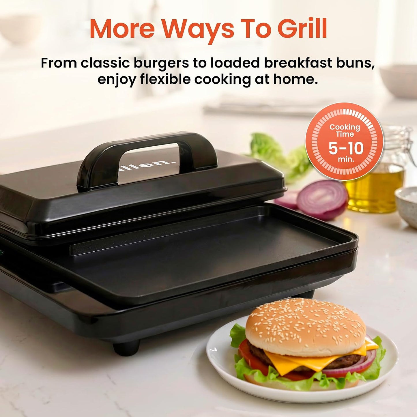 Schallen Hamburger Maker & Grilling Machine Hot Plate Egg Cooker Healthy & Quick Cooking