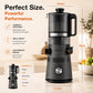 Schallen Juicer Machine – Large 135mm Feed Chute with Pre-Cutting Function for Whole Fruit & Veg, 1.5L Juicer with 2 Cups, Easy Clean, Cold Press Slow Juicer in Matt Black
