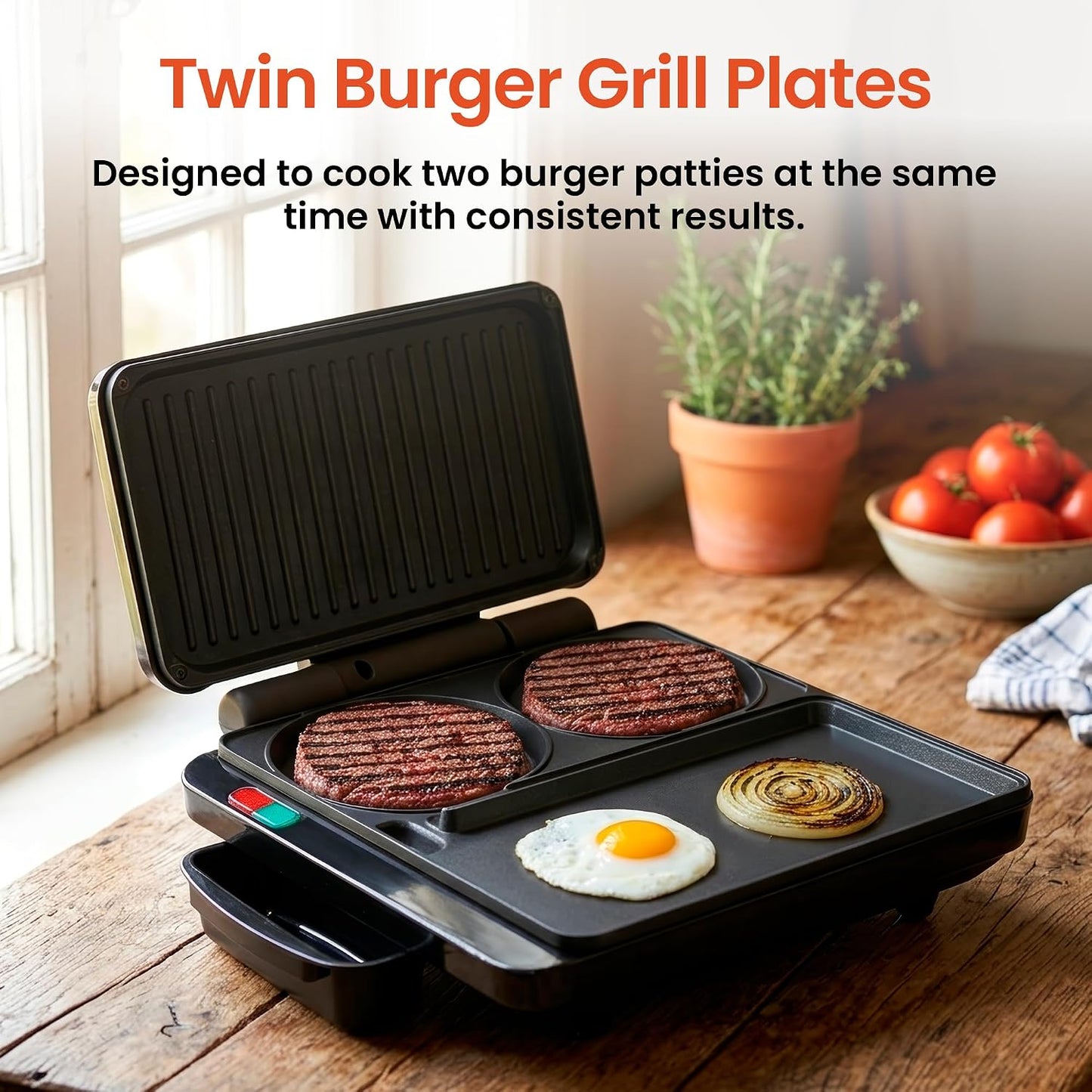 Schallen Hamburger Maker & Grilling Machine Hot Plate Egg Cooker Healthy & Quick Cooking