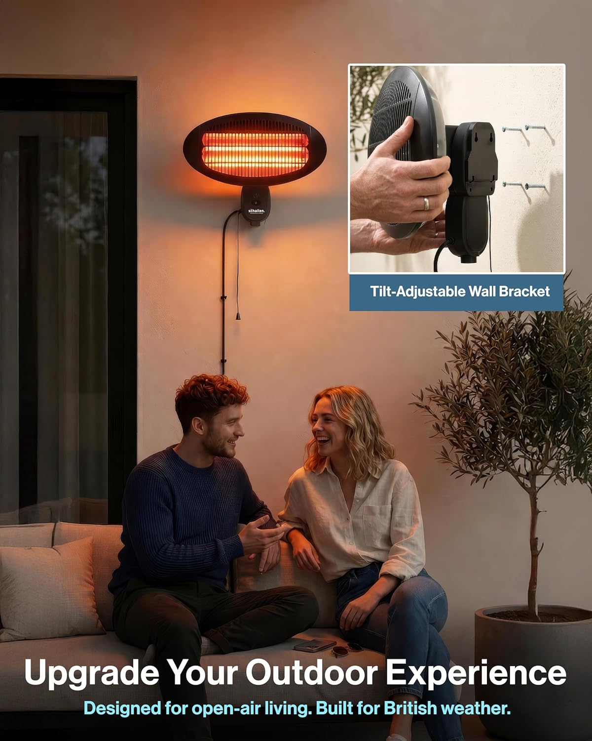 Schallen Outdoor Garden Heater | Wall Mounted Patio Heater | IPX4 Waterproof Quartz Heater