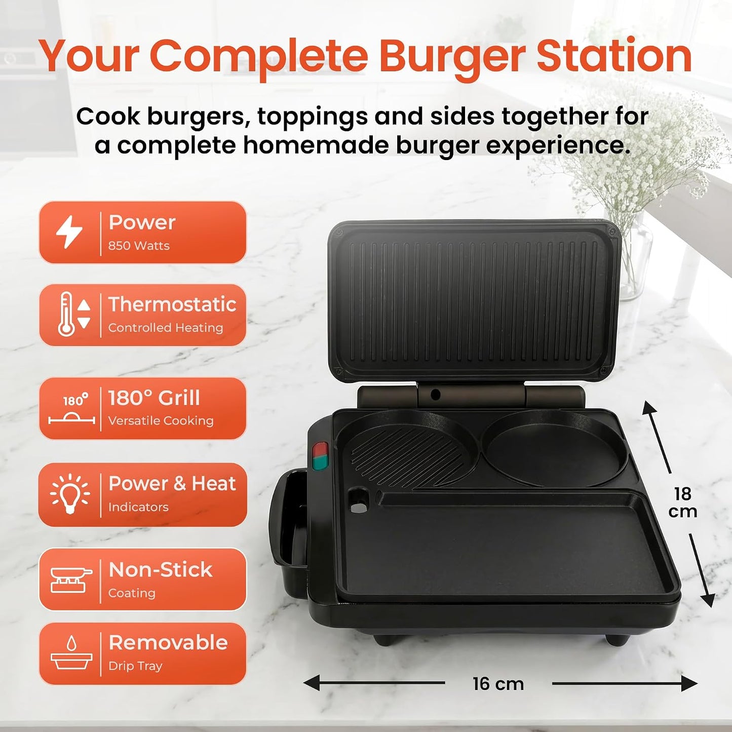 Schallen Hamburger Maker & Grilling Machine Hot Plate Egg Cooker Healthy & Quick Cooking