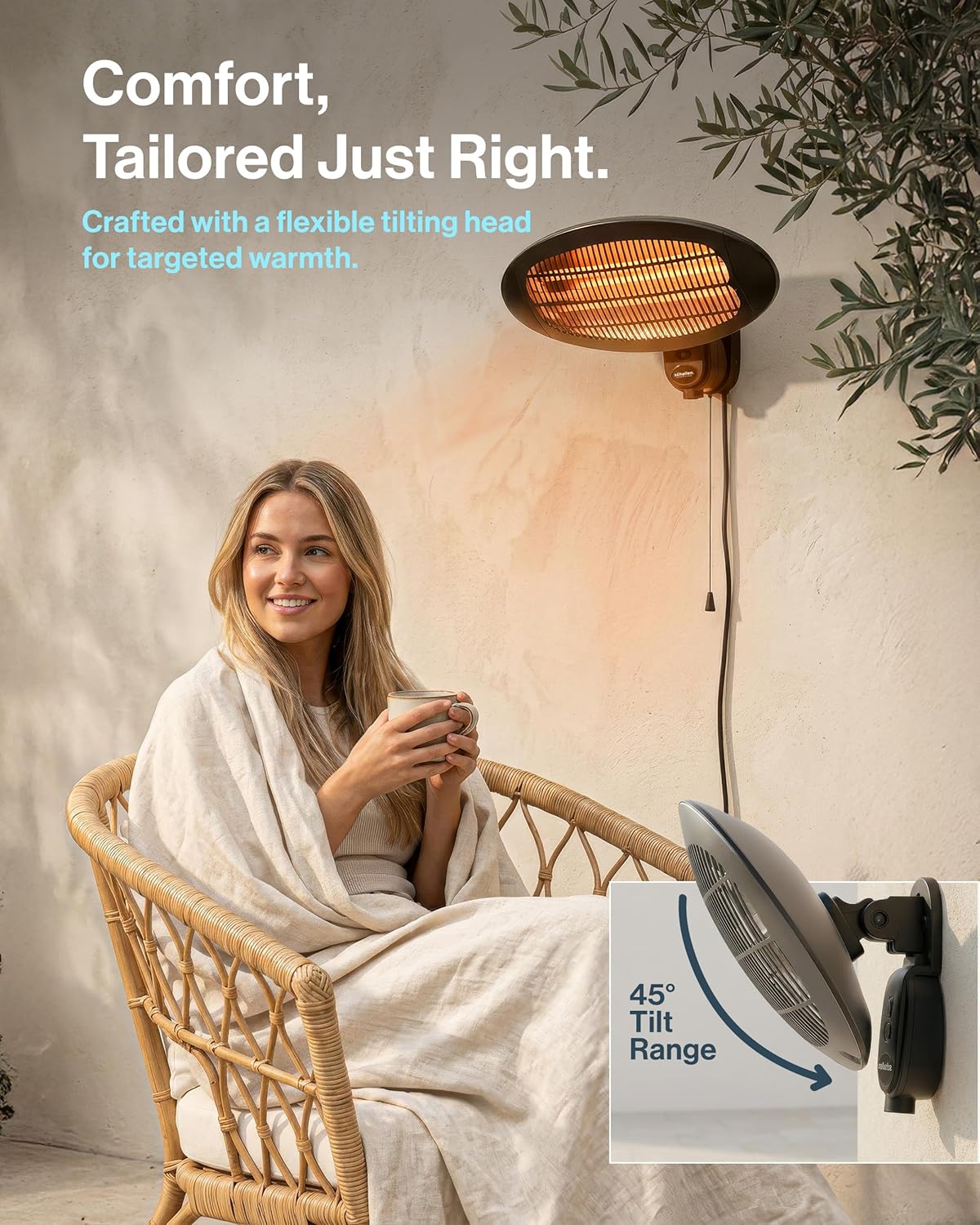 Schallen Outdoor Garden Heater | Wall Mounted Patio Heater | IPX4 Waterproof Quartz Heater