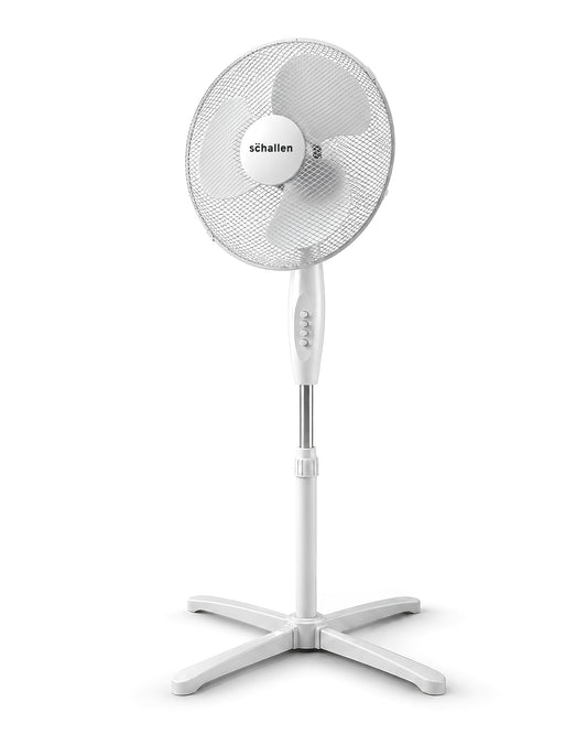 Schallen 16" Electric Oscillating Floor Standing Tall Pedestal Air Cooling Fan - White