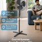 Schallen 16" Electric Oscillating Floor Standing Tall Pedestal Air Cooling Fan - Grey