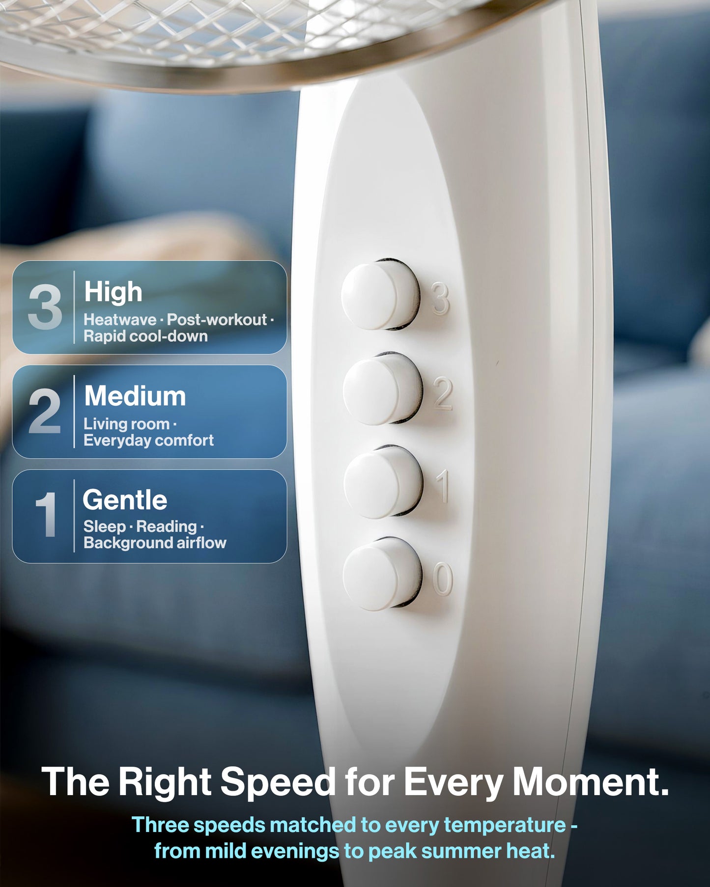 Schallen 16" Electric Oscillating Floor Standing Tall Pedestal Air Cooling Fan - White