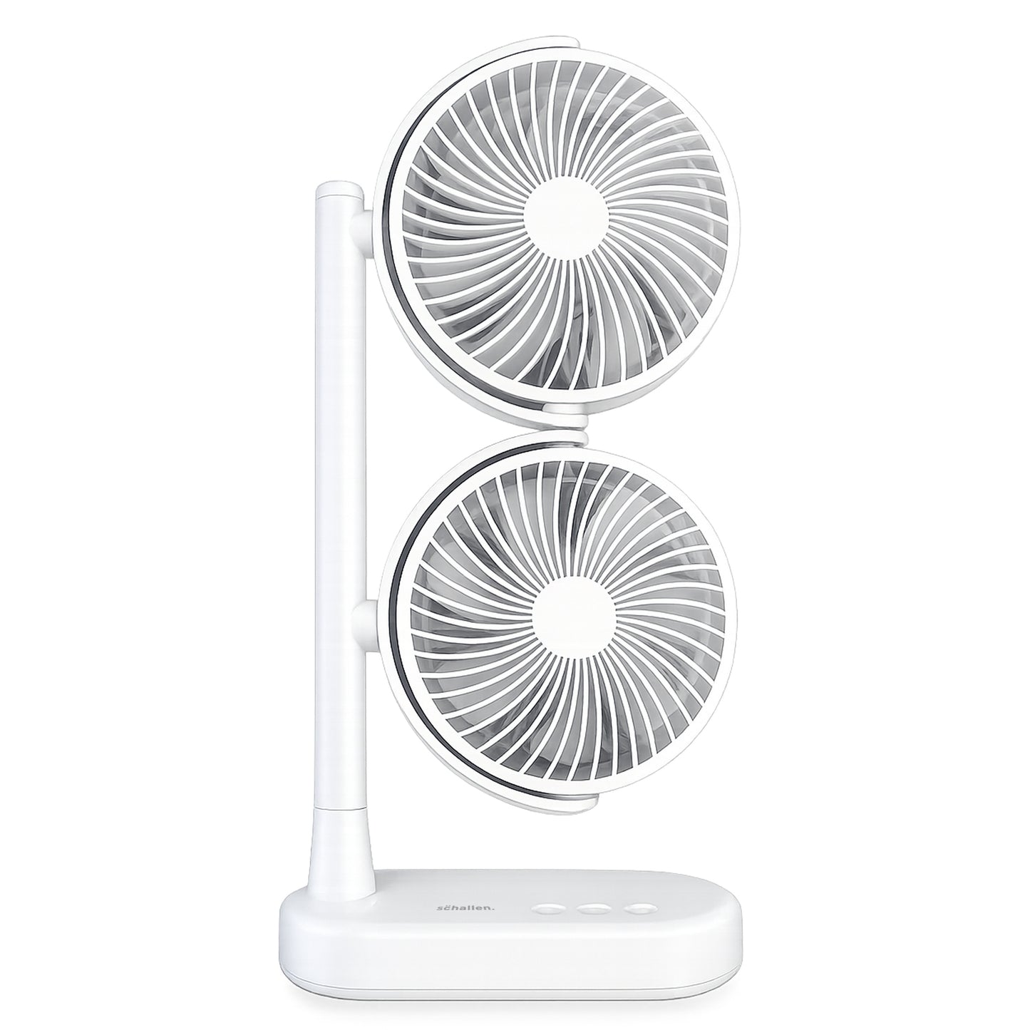 Schallen Dual Head USB-C Fan | Portable Desk Fan with 2 Speeds | White