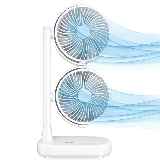 Schallen Dual Head USB-C Fan | Portable Desk Fan with 2 Speeds | White