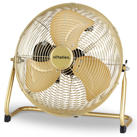 Schallen Champagne Gold Metal High Velocity Cold Air Circulator Adjustable Floor Fan - 14"