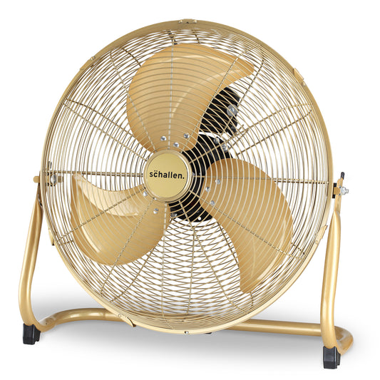 Schallen Champagne Gold Metal High Velocity Cold Air Circulator Adjustable Floor Fan - 18"