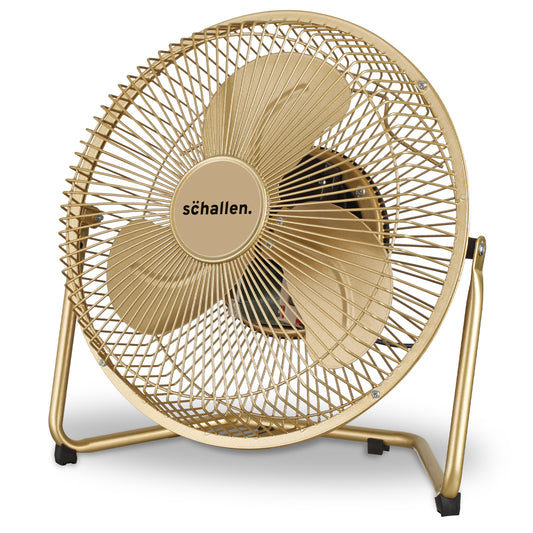 Schallen Champagne Gold Small Metal High Velocity Cold Air Circulator Adjustable Floor Fan - 9"