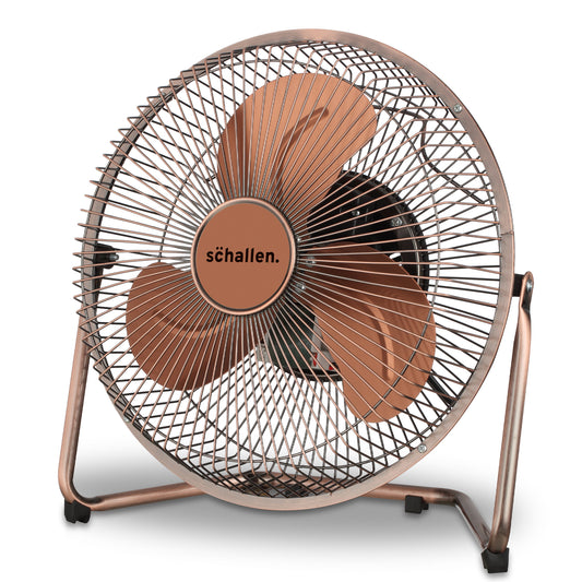 Schallen Copper Small Metal High Velocity Cold Air Circulator Adjustable Floor Fan - 9"