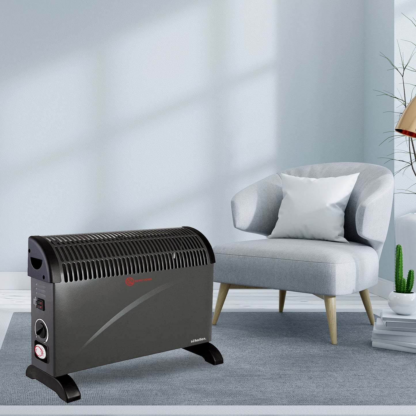 Schallen Black 2000W Electric Convector Radiator Heater with Timer