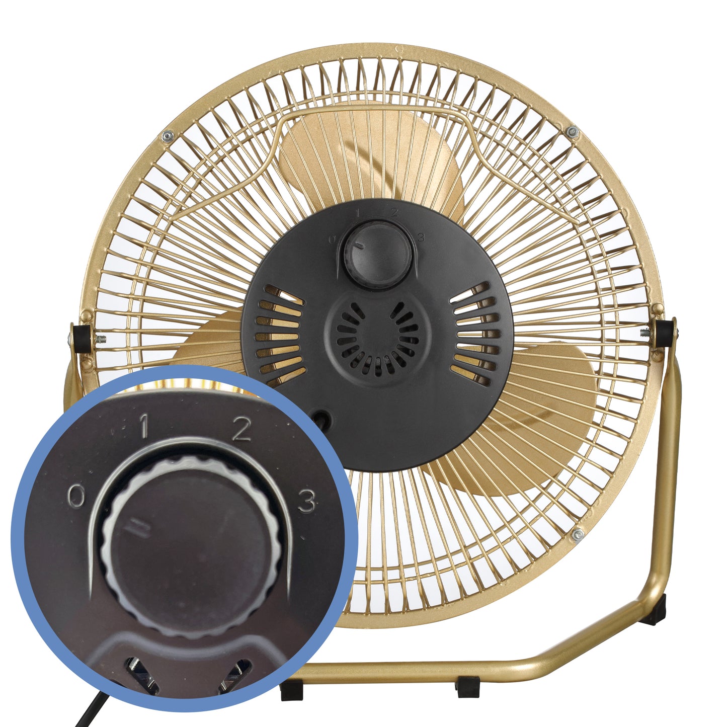 Schallen Champagne Gold Small Metal High Velocity Cold Air Circulator Adjustable Floor Fan - 9"