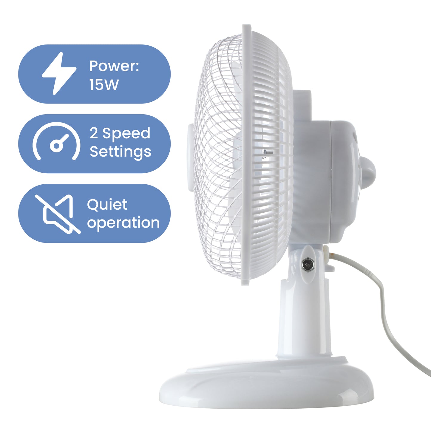 Schallen 6" Small Electric Modern Portable Air Cooling Fan with Tilt Feature - White