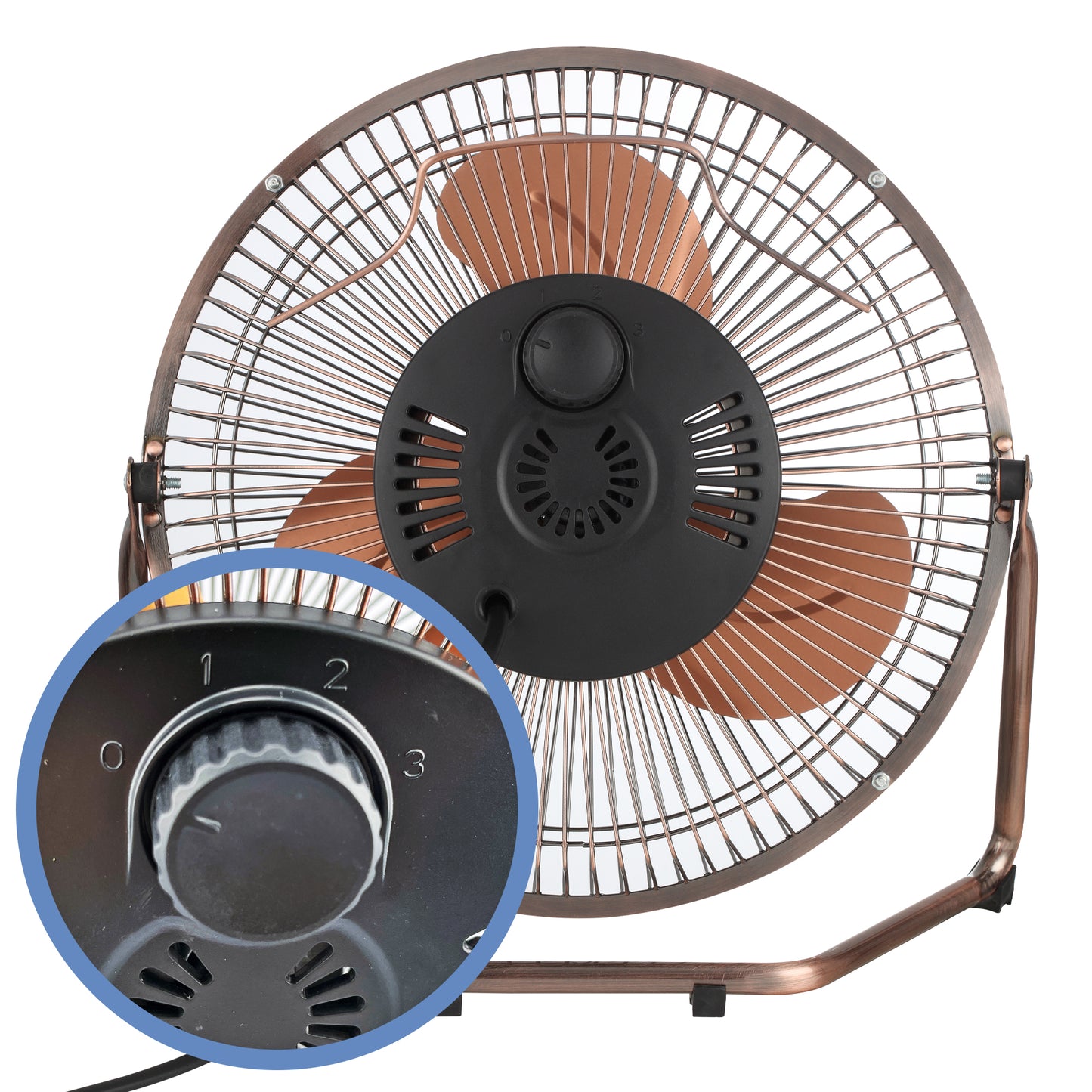 Schallen Copper Small Metal High Velocity Cold Air Circulator Adjustable Floor Fan - 9"