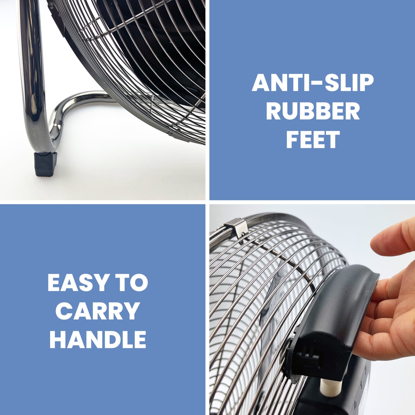 Schallen Gunmetal Black Metal High Velocity Cold Air Circulator Adjustable Floor Fan - 18"