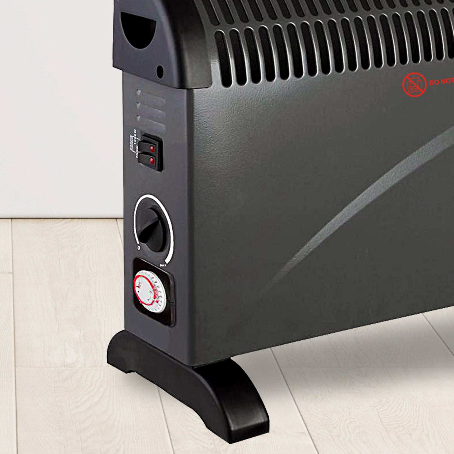 Schallen Black 2000W Electric Convector Radiator Heater with Timer