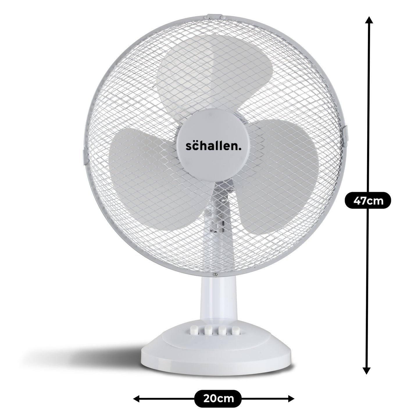 Schallen Electric 12" 3 Speed Oscillating Worktop Desk Table Air Cooling Fan - White