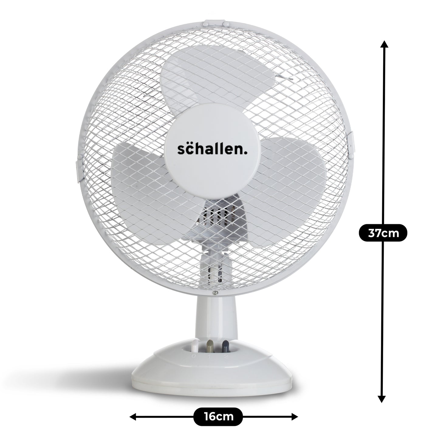 Schallen Small 9" Portable Desk Table Oscillating Cooling Fan with 2 Speed Setting - White