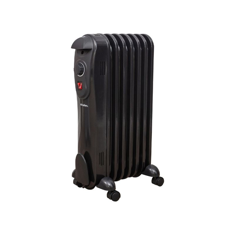 Schallen Black 1500W 7 Fin Portable Electric Slim Oil Filled Radiator Heater