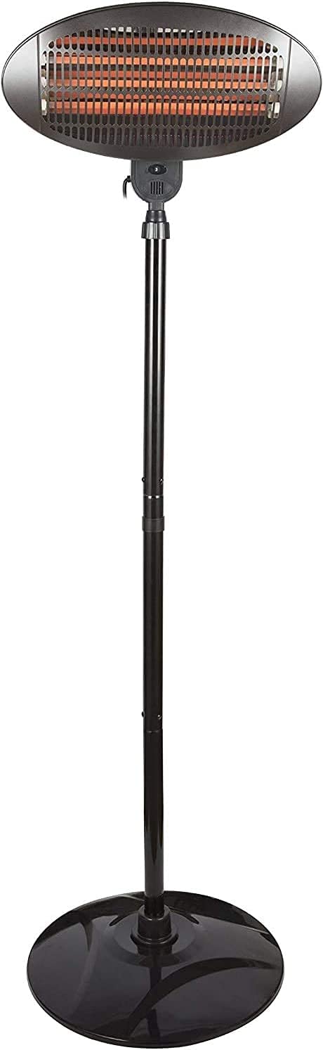 Black Electric 2000W Quartz Free Standing Floor and Wall Mountable Outdoor Garden Patio Heater