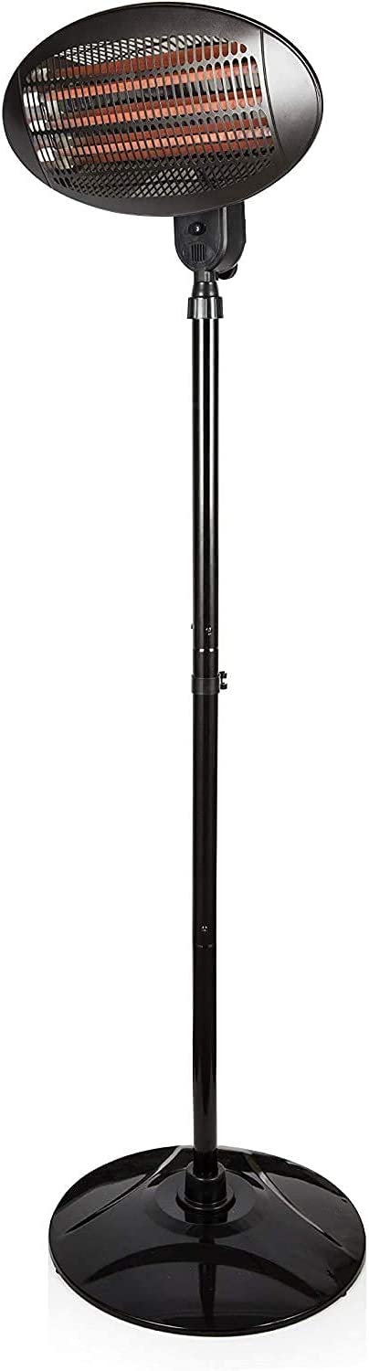 Black Electric 2000W Quartz Free Standing Floor and Wall Mountable Outdoor Garden Patio Heater