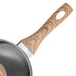 Schallen  5 Pcs Grey Marble Non Stick Cookware Frying Pan Saucepan Pot Set with Wooden Handle - Anthracite