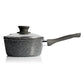 Schallen 5 Pcs Grey Marble Non Stick Cookware Frying Pan Saucepan Pot Set with Black Handle - Anthracite