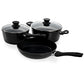 Schallen 5 Pcs Non Stick Forged Ceramic Cookware Frying Saucepan Stock Pot Full Pan Set with Lids - Black