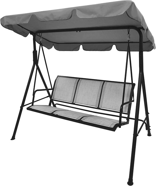 Schallen Outdoor Garden 3 Seater Hammock Textilne Swing Seat Chair - Black & Grey