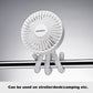 Schallen Rechargeable 4 Way Portable Lightweight Fan for Pram Fan, Car Seat, Desk, Office, Travel Fan - White