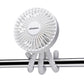 Schallen Rechargeable 4 Way Portable Lightweight Fan for Pram Fan, Car Seat, Desk, Office, Travel Fan - White
