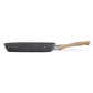 Schallen Anthracite Grey Marble Large Induction Electric Gas 26cm Griddle Grill Pan with Soft Wooden Handles